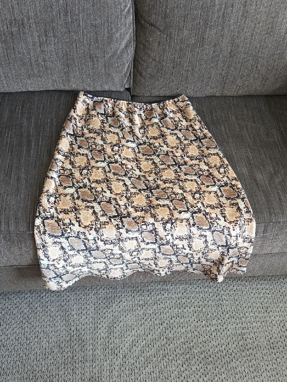 Snake Print Pencil Skirt - Beige Black